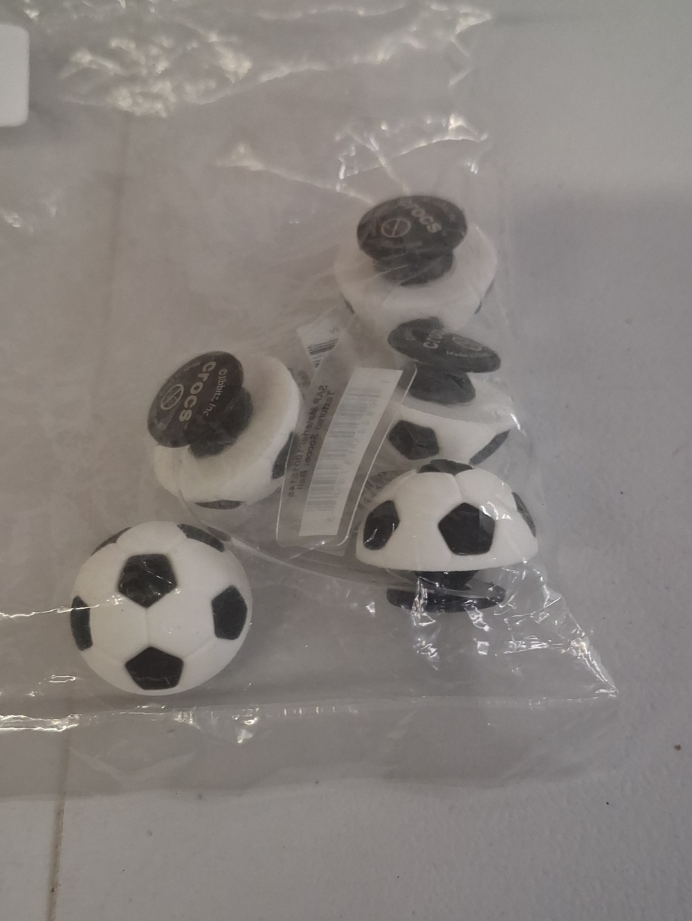 NWT 5 Pack CROCS Soccer Ball Jibbitz Charms - Black & White